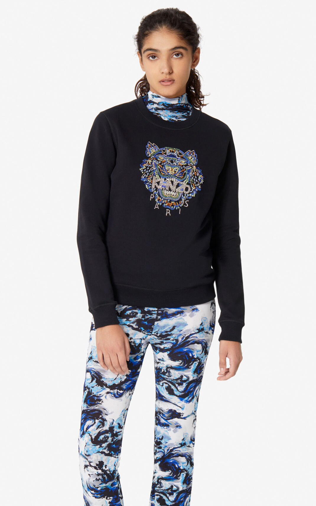 Kenzo Tiger hand embroidered Sweatshirt Dam | 32901-YCIK